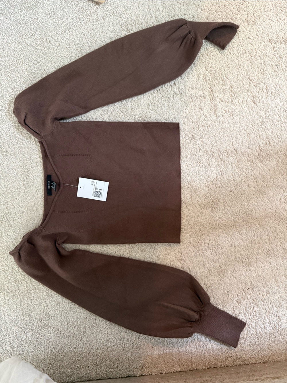 Forever 21 Chocolate Brown Puff Sleeve Top